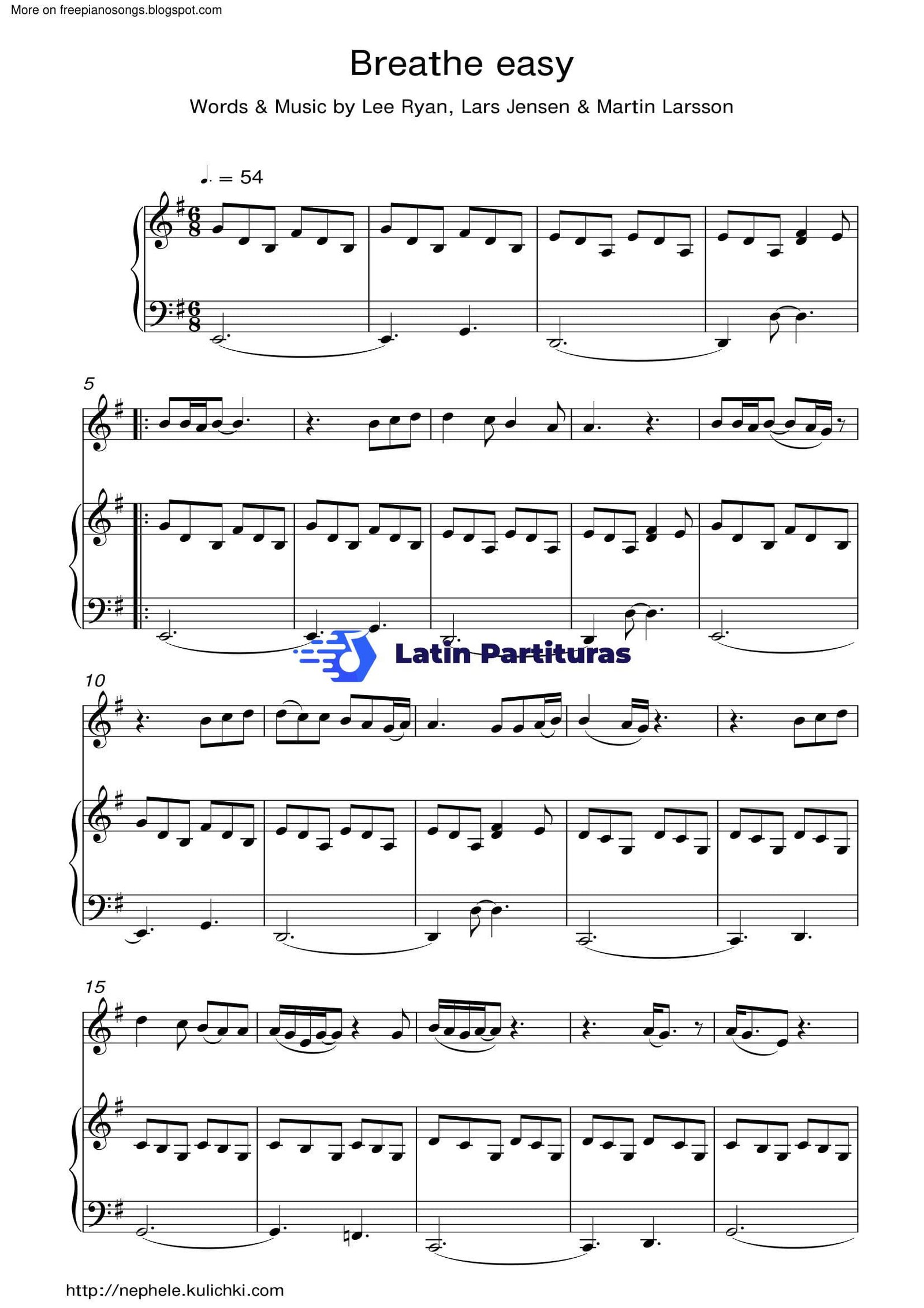 Blue - Breathe Easy - Latin Partituras