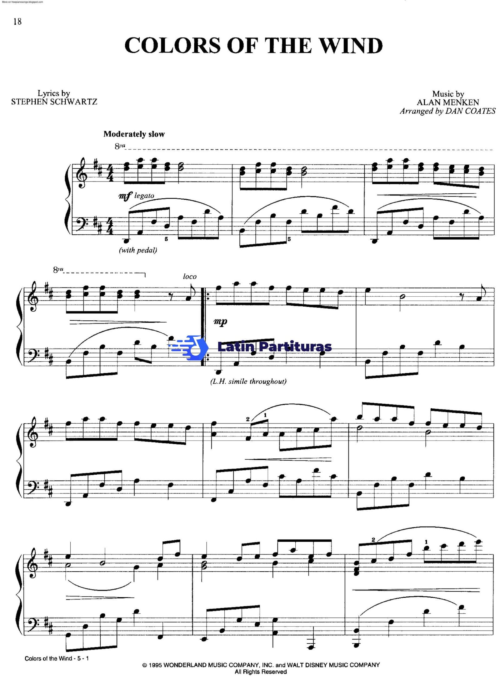 Colors of the Wind - Pocahontas - Alan Menken 1 Colors of the Wind - Pocahontas - Alan Menken