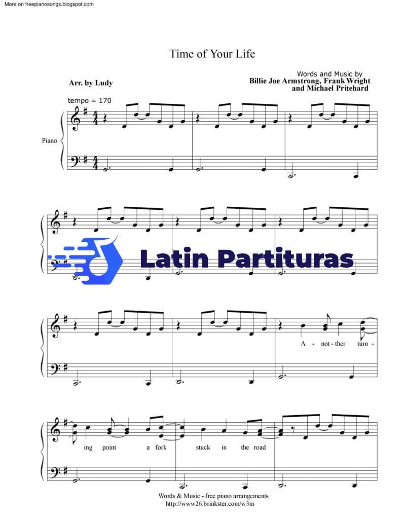 Green day time of your life latin partituras