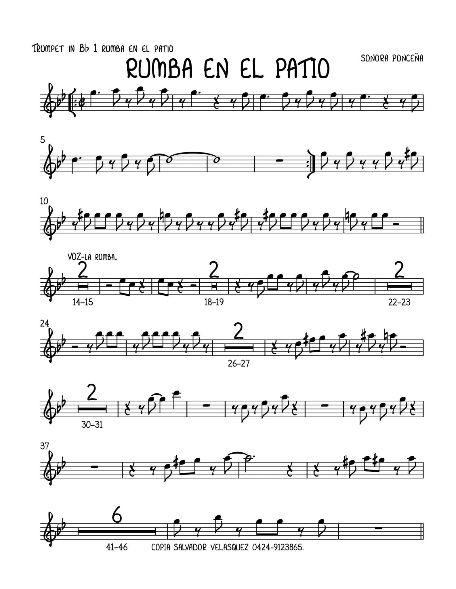 Sonora Ponceña Rumba En El Patio Latin Partituras