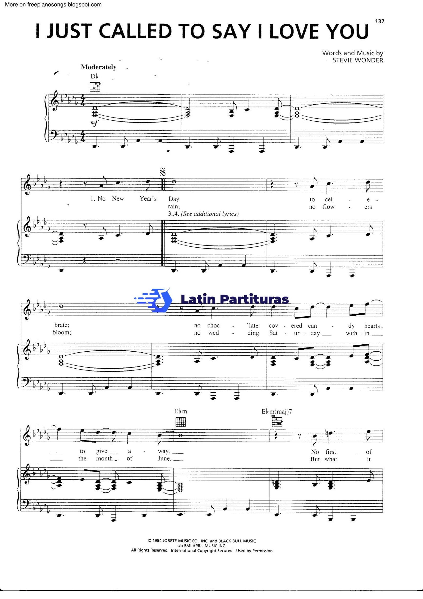 Stevie Wonder - I Just Called To Say I Love You 1 Stevie Wonder - I Just Called To Say I Love You