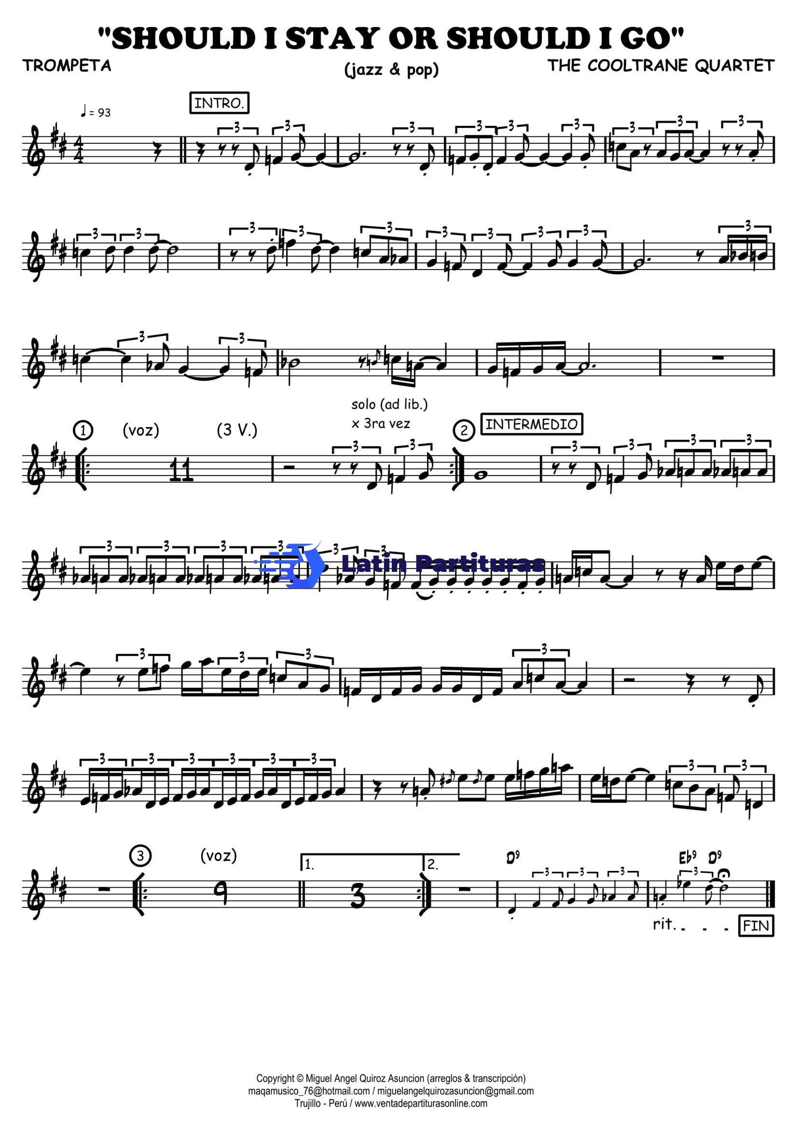 The Cooltrane Quartet - Should I Stay Or Should I Go 1 The Cooltrane Quartet - Should I Stay Or Should I Go