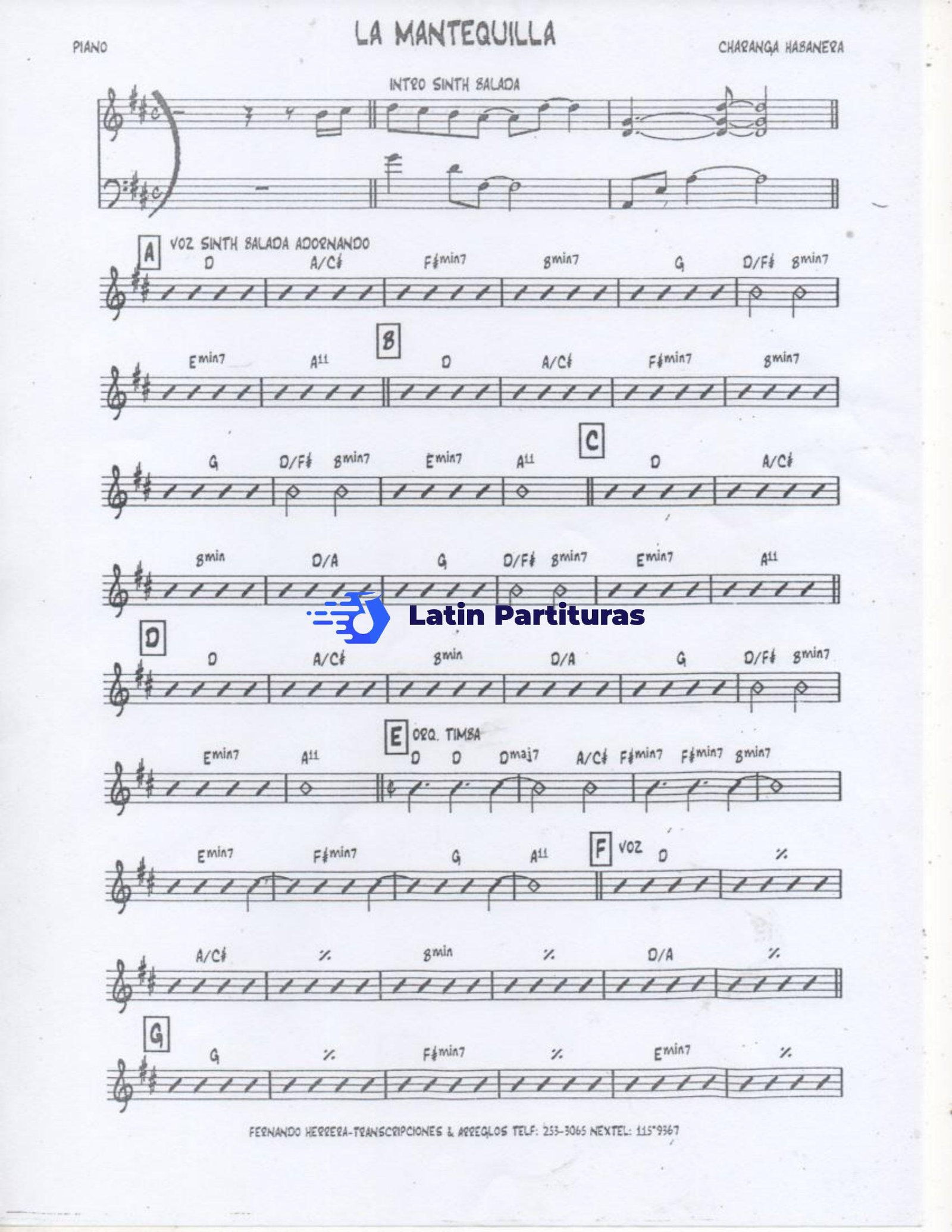 Charanga Habanera - La Mantequilla - Piano 1 Charanga Habanera - La Mantequilla - Piano