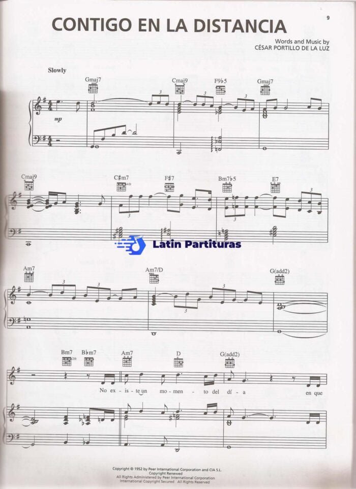 Luis Miguel Contigo En La Distancia Piano Voz Partituras 1