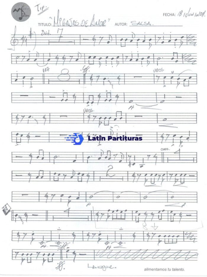 Luis Miguel Migajas De Amor Trumpet Tenor Sax Piano Partituras 1